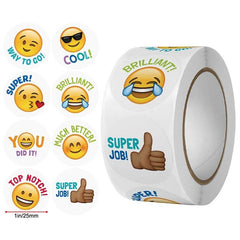 500 Happy Smile Stickers Roll Teacher Reward Decorative Label Sealing Stickers