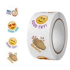 500 Happy Smile Stickers Roll Teacher Reward Decorative Label Sealing Stickers