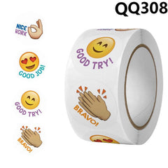 500 Happy Smile Stickers Roll Teacher Reward Decorative Label Sealing Stickers