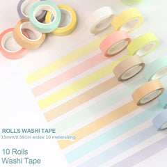 10pcs Mixed Masking Tape for DIY Crafts at Home Washi Tape for Journal Diary