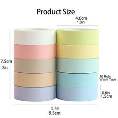 10pcs Mixed Masking Tape for DIY Crafts at Home Washi Tape for Journal Diary