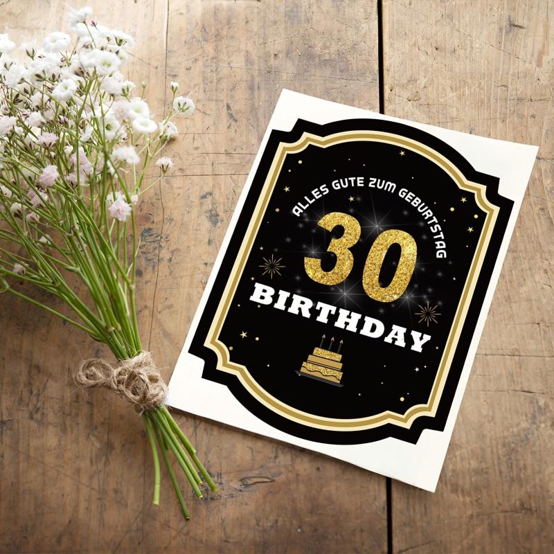 30th Birthday Bottle Labels - Happy Birthday Party Decoration