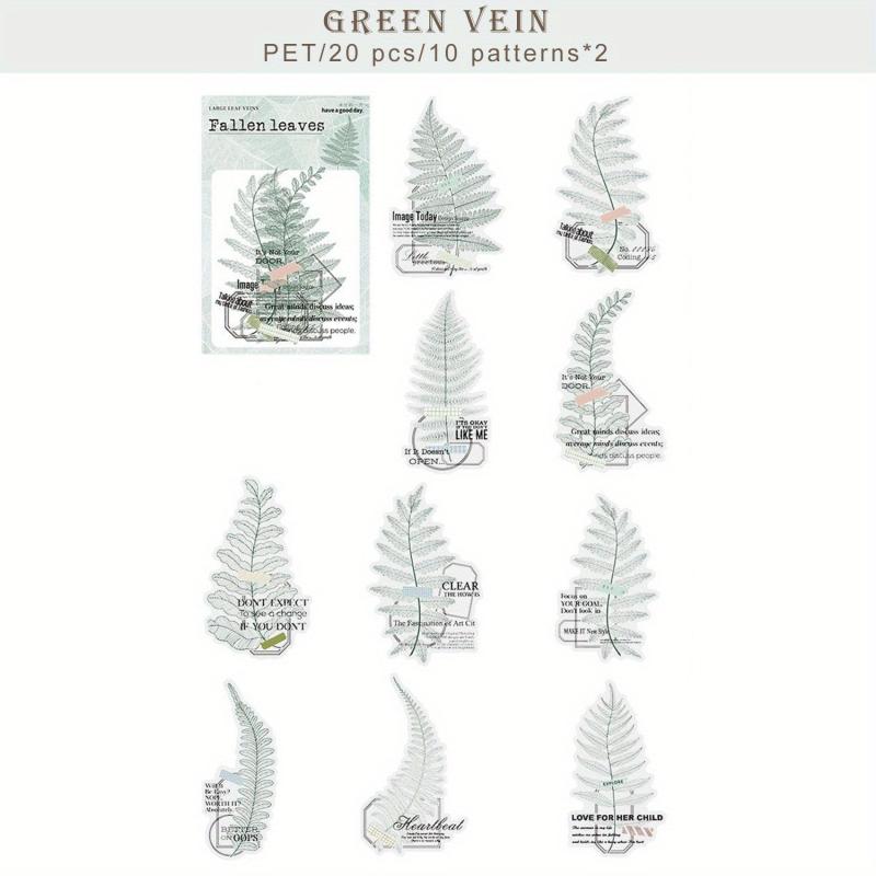 20 Large Waterproof Leaf Vein Stickers for Planners, Notebooks, Water Bottles