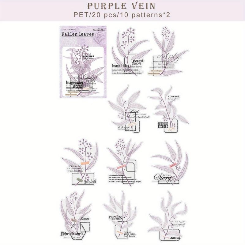 20 Large Waterproof Leaf Vein Stickers for Planners, Notebooks, Water Bottles