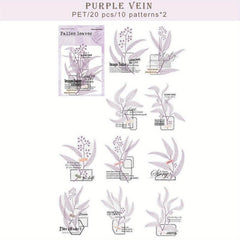 20 Large Waterproof Leaf Vein Stickers for Planners, Notebooks, Water Bottles