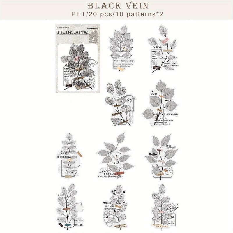 20 Large Waterproof Leaf Vein Stickers for Planners, Notebooks, Water Bottles