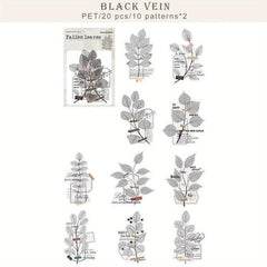 20 Large Waterproof Leaf Vein Stickers for Planners, Notebooks, Water Bottles