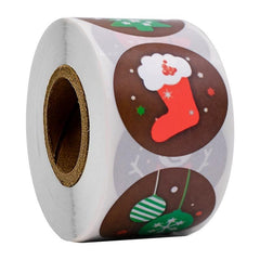 500 Christmas Holiday Self-adhesive Stickers Roll - Gift Series