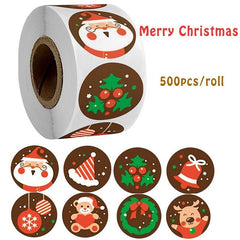 500 Christmas Holiday Self-adhesive Stickers Roll - Gift Series