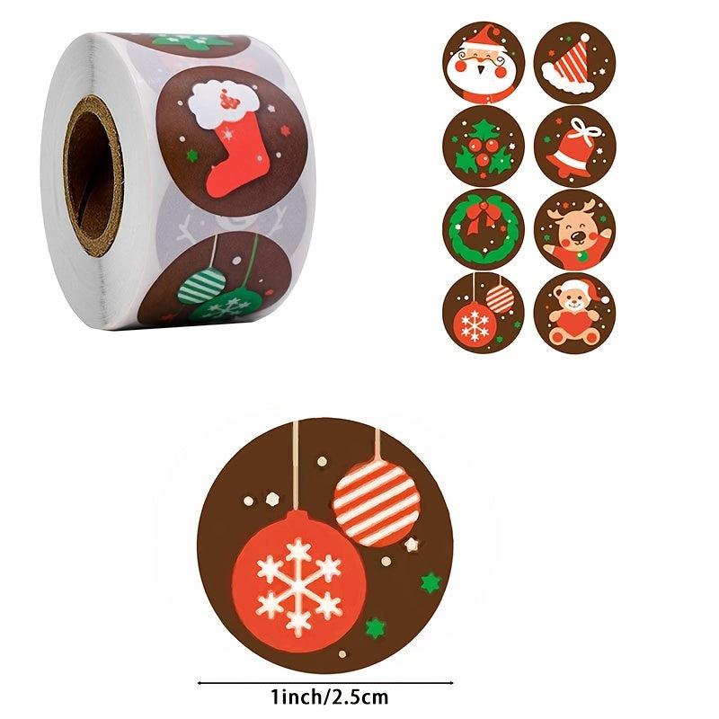 500 Christmas Holiday Self-adhesive Stickers Roll - Gift Series