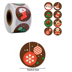 500 Christmas Holiday Self-adhesive Stickers Roll - Gift Series