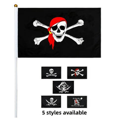 10pcs Small Pirate Stick Flag Mini Hand Held Flags 6 Styles 12 7x20