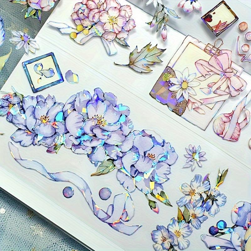 2m Flower Crystal PET Tape Transparent Decorative Stickers Scrapbook