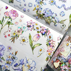 2m Flower Crystal PET Tape Transparent Decorative Stickers Scrapbook