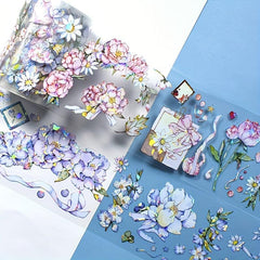 2m Flower Crystal PET Tape Transparent Decorative Stickers Scrapbook