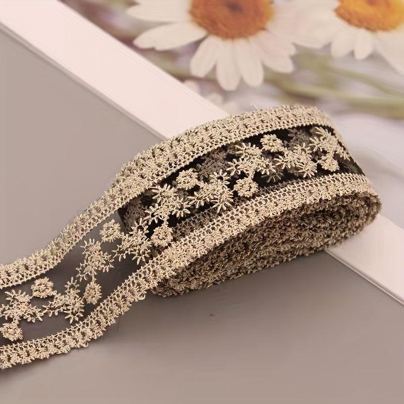 Golden Silk Thread Embroidery Lace Headdress Lace