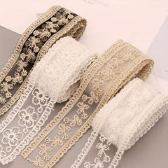 Golden Silk Thread Embroidery Lace Headdress Lace