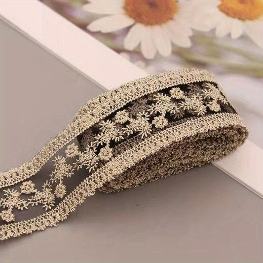 Golden Silk Thread Embroidery Lace Headdress Lace
