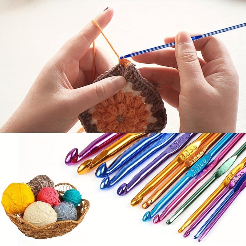 14pcs Multicolor Aluminum Crochet Hooks Knitting Needles Set