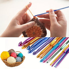 14pcs Multicolor Aluminum Crochet Hooks Knitting Needles Set