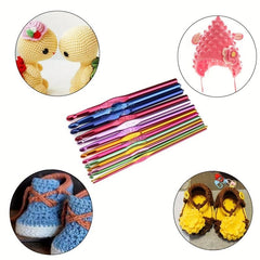 14pcs Multicolor Aluminum Crochet Hooks Knitting Needles Set