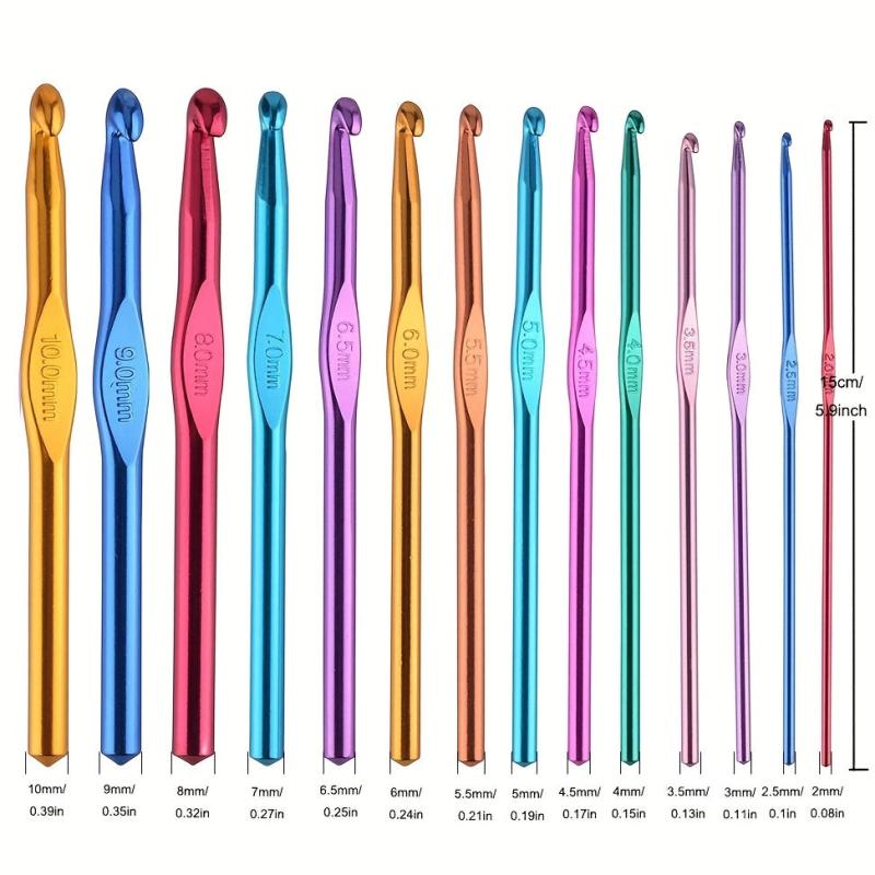 14pcs Multicolor Aluminum Crochet Hooks Knitting Needles Set