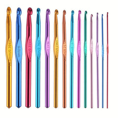 14pcs Multicolor Aluminum Crochet Hooks Knitting Needles Set