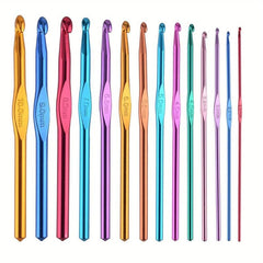 14pcs Multicolor Aluminum Crochet Hooks Knitting Needles Set
