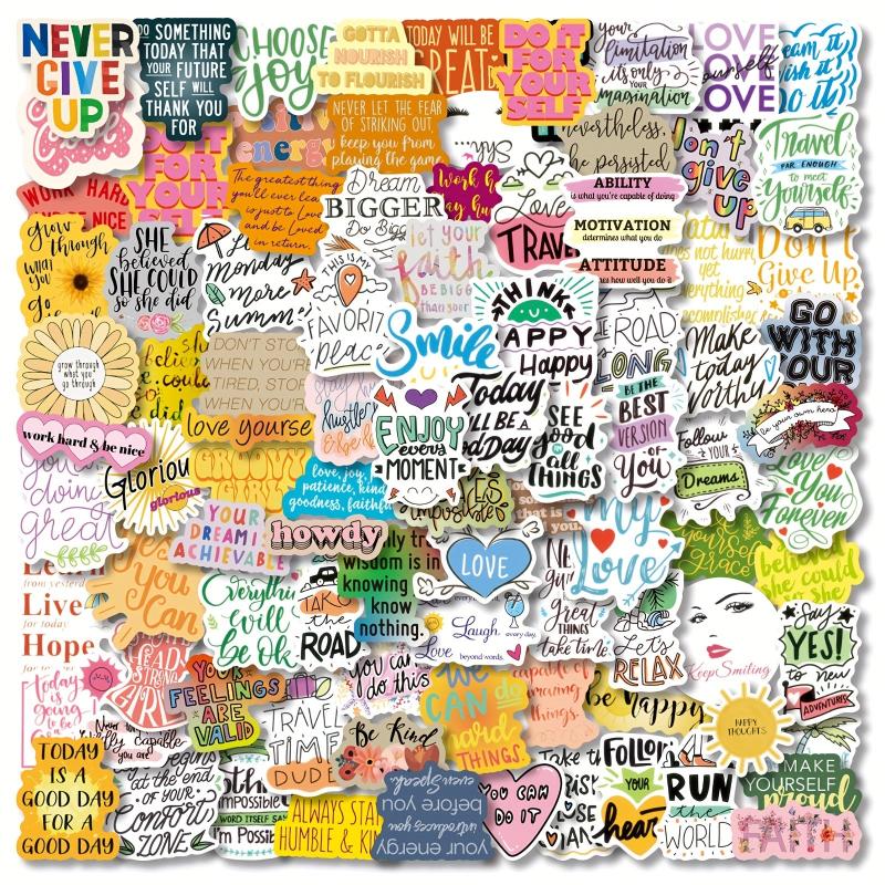 100pcs Inspirational Stickers Pack Vinyl Quote Affirmation Positive Stickers