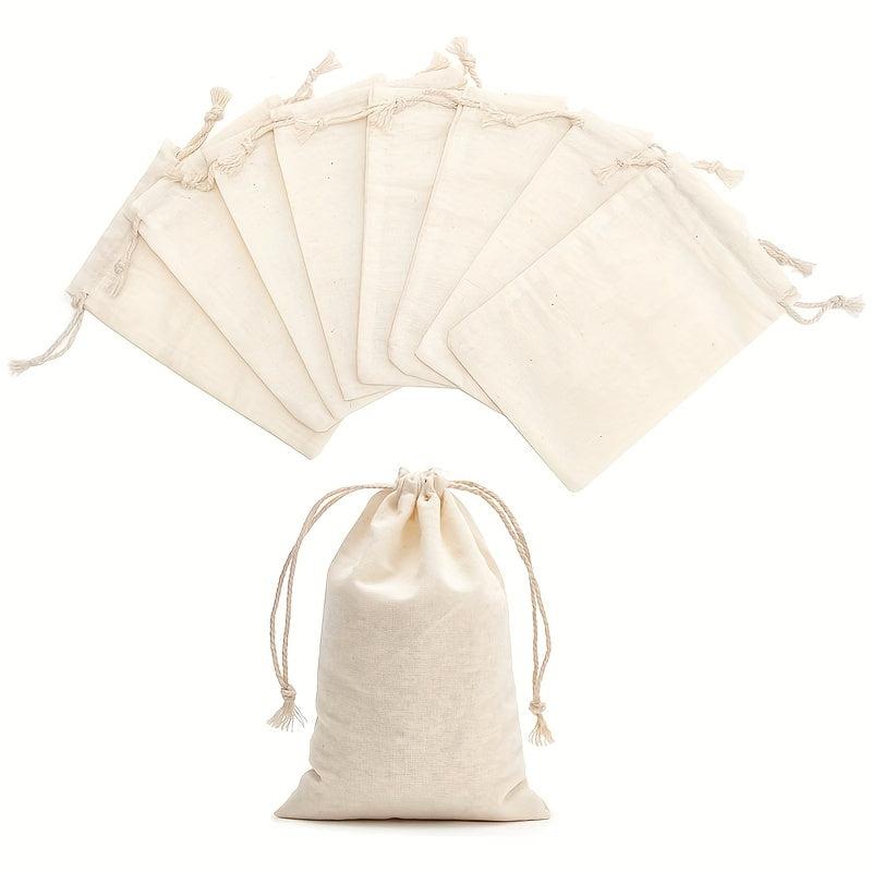10pcs Muslin Drawstring Bags Home Party Wedding Storage Supplies