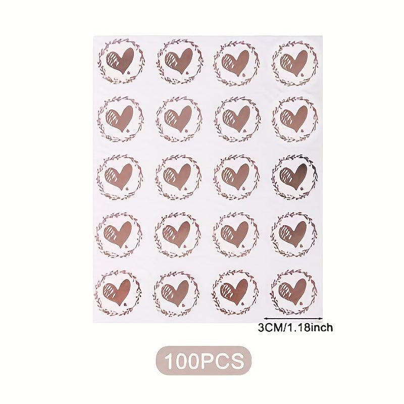 100pcs Thank You Love Stickers 1.18in Self Adhesive Labels