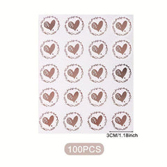 100pcs Thank You Love Stickers 1.18in Self Adhesive Labels