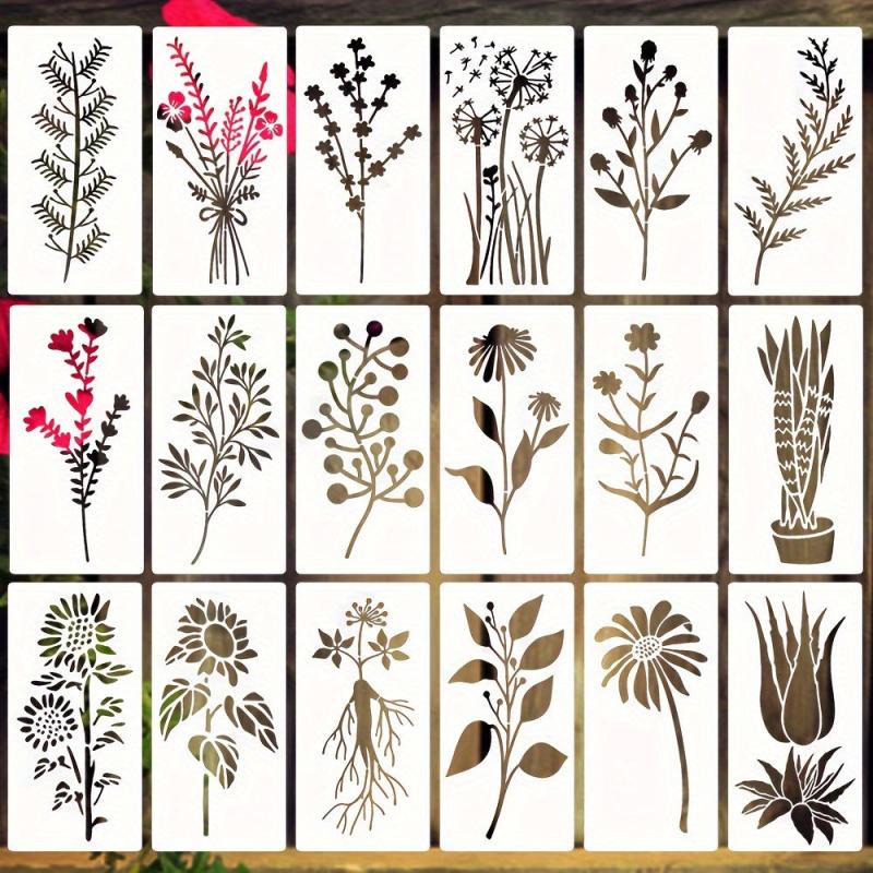 18 Wildflower Stencils For Painting Flowers Bouquet Plants - 7.62 x 15.24 cm