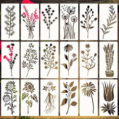 18 Wildflower Stencils For Painting Flowers Bouquet Plants - 7.62 x 15.24 cm