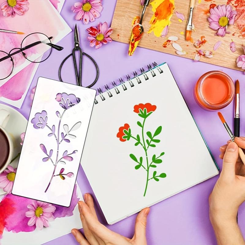 18 Wildflower Stencils For Painting Flowers Bouquet Plants - 7.62 x 15.24 cm
