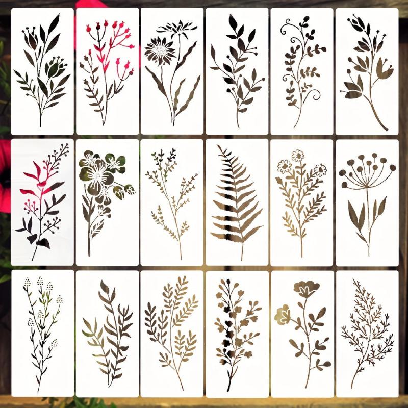 18 Wildflower Stencils For Painting Flowers Bouquet Plants - 7.62 x 15.24 cm