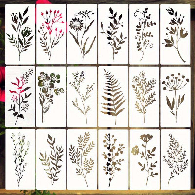 18 Wildflower Stencils For Painting Flowers Bouquet Plants - 7.62 x 15.24 cm