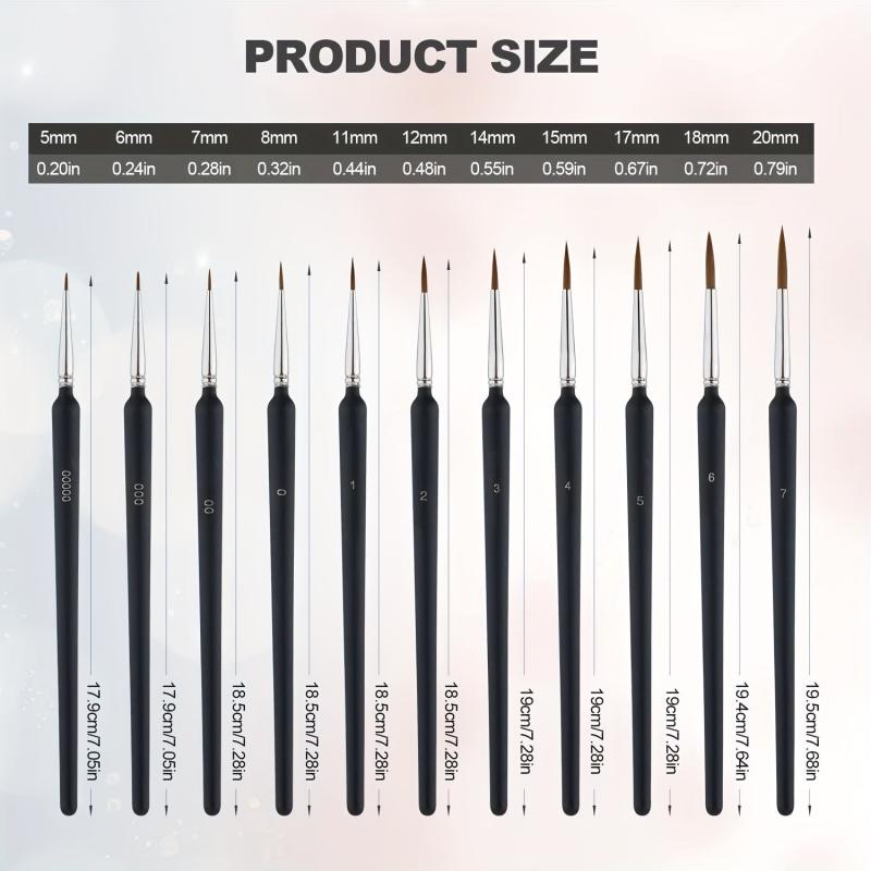 11pc Fine Detail Paint Brush Set Micro Artist Acrylic Paints Kit