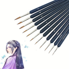 11pc Fine Detail Paint Brush Set Micro Artist Acrylic Paints Kit