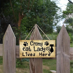 Composite Plate Pet Decoration Hanging Sign Wooden Cat Lives Here