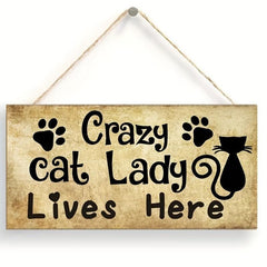 Composite Plate Pet Decoration Hanging Sign Wooden Cat Lives Here