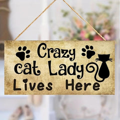 Composite Plate Pet Decoration Hanging Sign Wooden Cat Lives Here