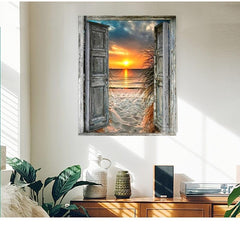 DIY Round Diamond Painting Sea View Door