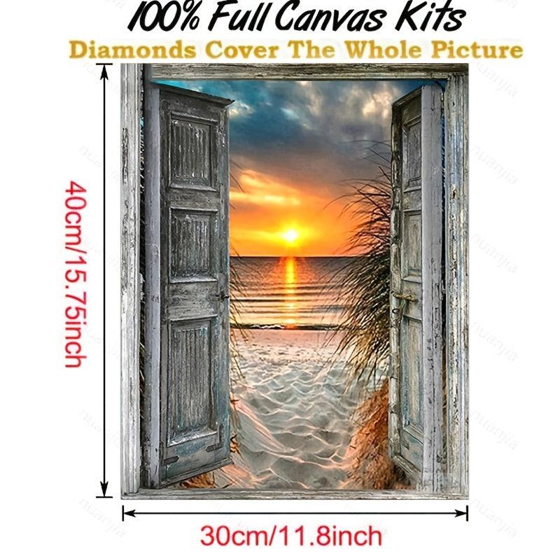 DIY Round Diamond Painting Sea View Door