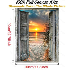 DIY Round Diamond Painting Sea View Door