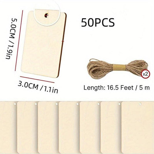 50pcs Unfinished Wooden Sign Ornaments Blank Square for Tags Christmas