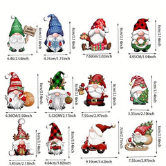 24pcs Santa Wooden Hanging Ornaments Gnome Christmas Decorations