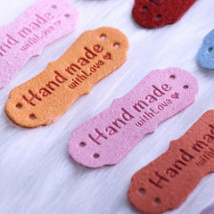 50pcs 10 Colors Leather Labels Microfiber Love Embossed Crochet With Holes