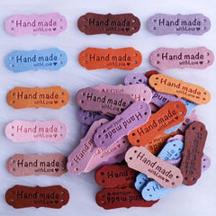 50pcs 10 Colors Leather Labels Microfiber Love Embossed Crochet With Holes