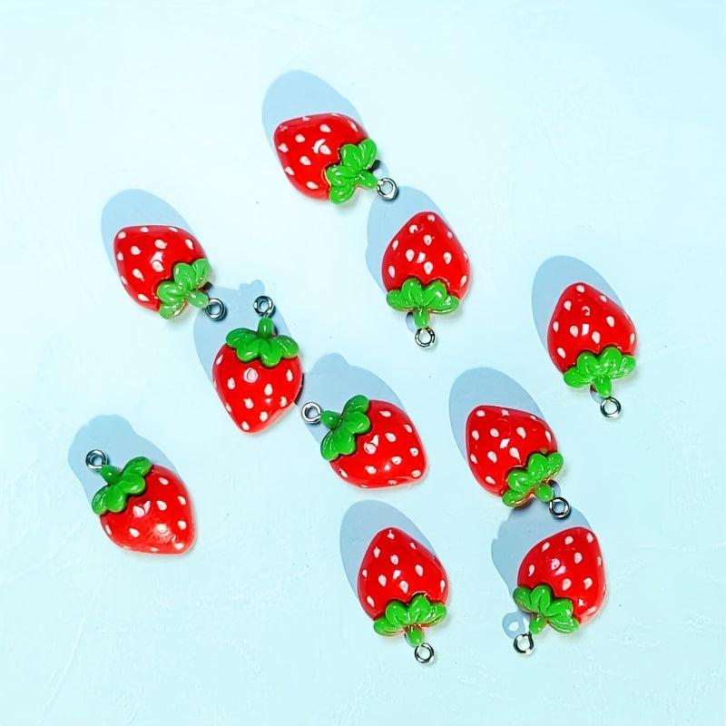 10pcs Strawberry Charms for DIY Jewelry Making